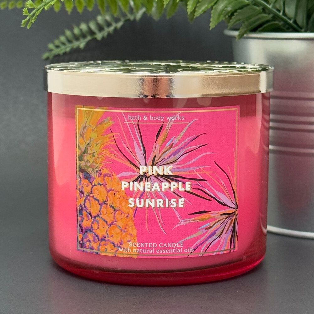 BBW Pink Pineapple Sunrise Bath & Body Works 3 Wick Candle
